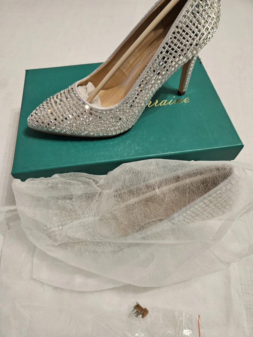Silver Embellished Pointed-Toe Pumps By LAUREN LORAINE